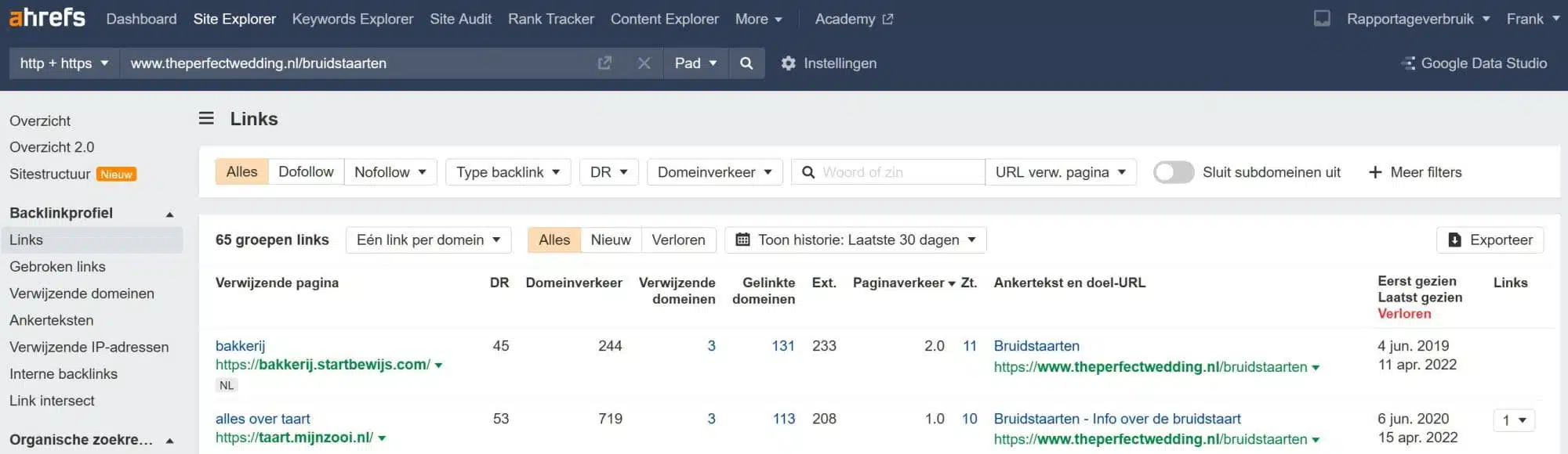 ahrefs site explorer links