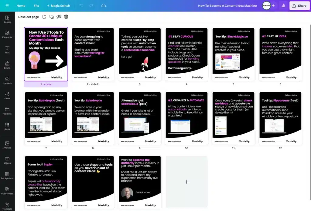 Canva template LinkedIn carrousel maken