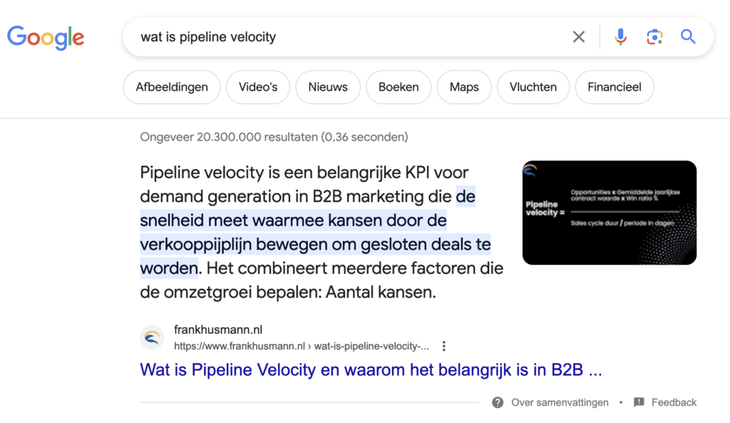 zero-click voorbeeld google